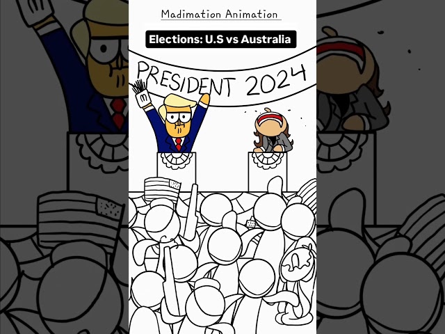 Elections: U.S vs AUSTRALIA #shorts #election #animation #politics #comedy #australia #funny #2d