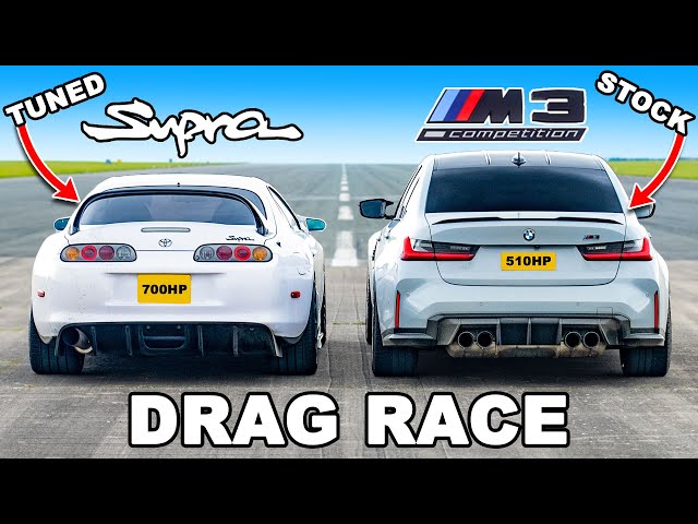 700hp Supra Mk4 v BMW M3: DRAG RACE