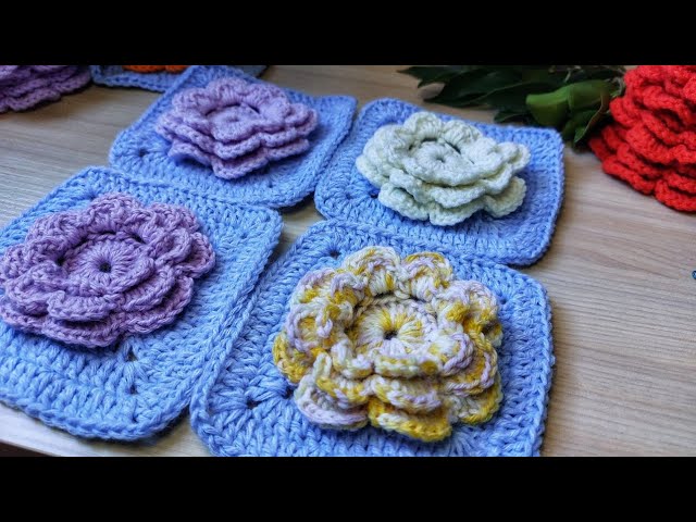 Creating a 3D Flower Granny Crochet Square with Charm