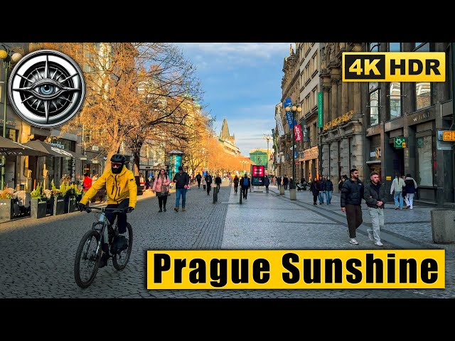 Prague Walking Tour of Unexpected Sunshine 🇨🇿 Czech Republic 4K HDR ASMR