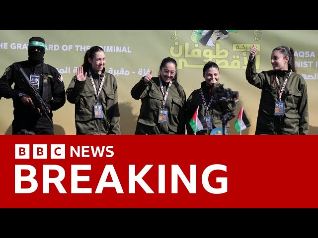 Four female hostages held in Gaza by Hamas handed over to Israeli military | BBC News