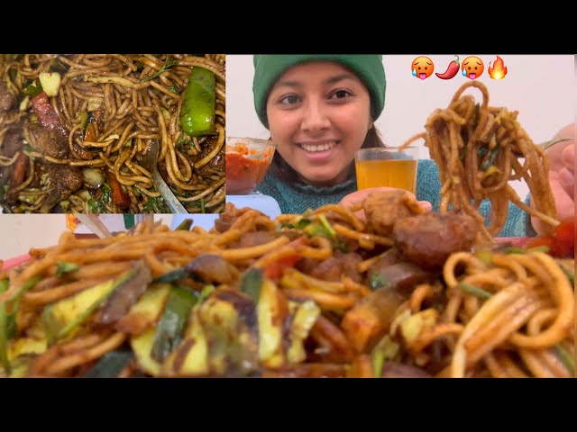 Mukbang Chaumine Challange with much more vegetables 🥵 Too much spicy 🌶️ 🥵 👀 . Aajha ko nasta😁