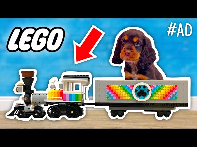 PUPPY Rides a LEGO Train!