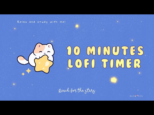 10 minutes - Relax & study with me Lofi | Space kitty #timer #10minutes   #10min #lofi