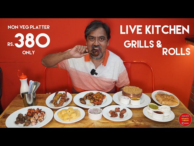 ❤‍🔥Live Kitchen🔥for Grills and Rolls🔥Non Veg Platter Just Rs.380🔥KHAN SAHEB❤️semma theeni #tamil