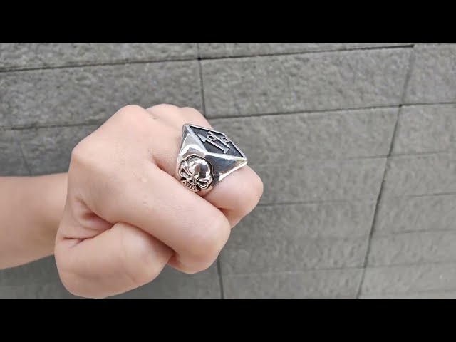 1% Biker Ring on Women's Hand