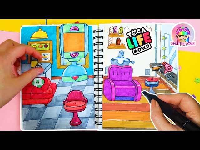 How to draw Hair Salon ✂💈 in Toca Life World⭐Paper Crafts - Quiet book - Toca Boca