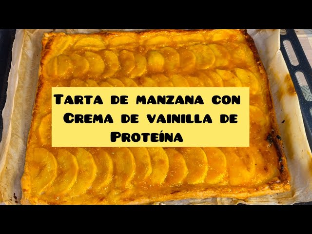 Tarta de MANZANA CON CREMA DE VAINILLA DE PROTEÍNA. #postres #tartademanzana #dulces #shortsfeed