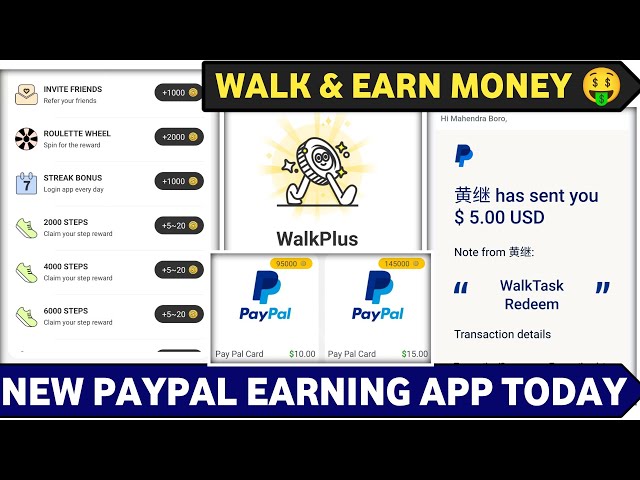 WalkPlus App॥Earn Paypal Money By Walking 2024॥New Paypal Earning Apps 2024॥Paypal Earning App