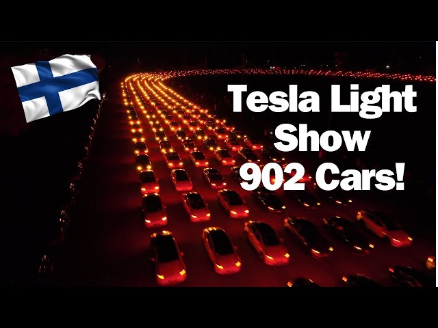 Finland's Tesla Light Show - 902 Teslas. European Record. (Finnish Remix)