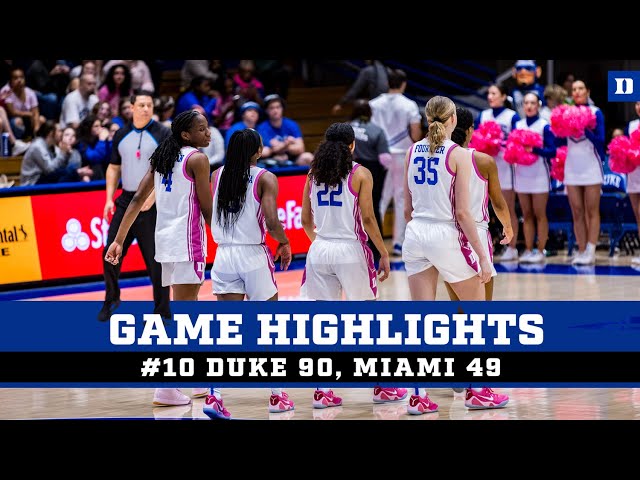 Full Game Highlights: #10 Duke 90, Miami 49