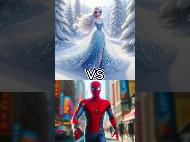 Elsa vs Spider man,Goku Superman,Disney Princess (Rapunzel, Moana, Merida, Vanellope). #short #viral