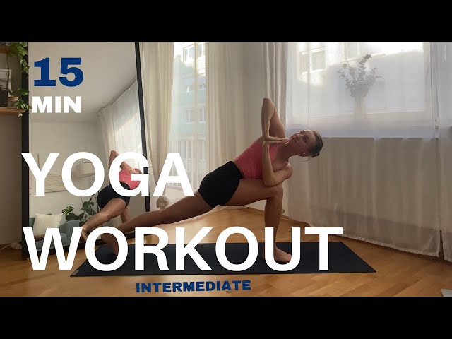 15 MIN FULL BODY YOGA WORKOUT - intermediate level - no equipment