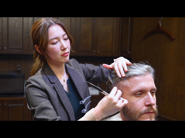 💈(ASMR) Razor Sharp, Gentle Hands: Cute Japanese Female Barber Does PREMIUM Full Barbering Service