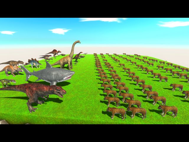 200 Tiger VS Dinosaurs and ALL Unit - Animal Revolt Battle Simulator