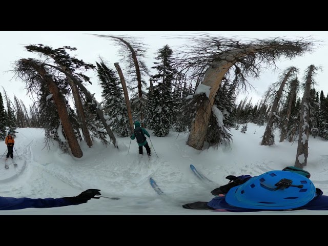 Backcountry skiing shot in 360.