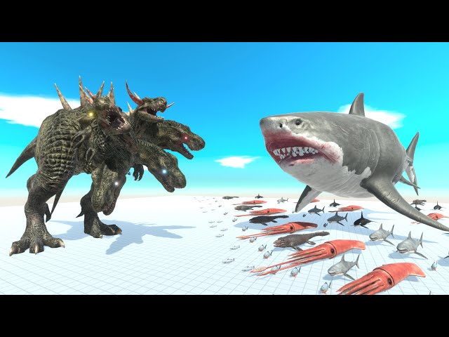 5-Headed T Rex or Megalodon - Who is stronger? Animal Revolt Battle Simulator