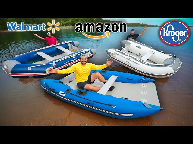 Walmart vs Amazon vs Kroger $1,000 INFLATABLE Boat Challenge!!