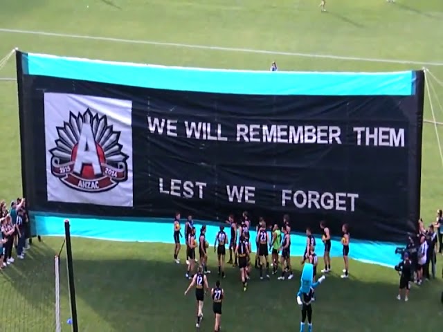 2014 AFL Rd 6 - Port Adelaide run through banner vs Geelong