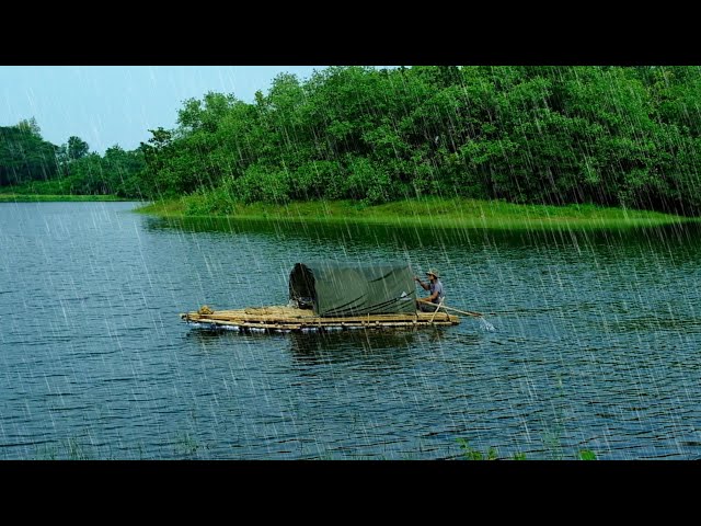 BERTAHAN HIDUP DI KAPAL GALON DI TENGAH DANAU BERBURU IKAN KETIKA HUJAN BADAI