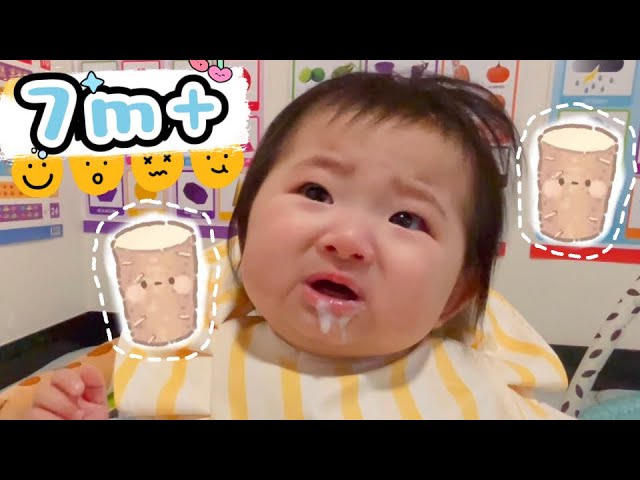 Tiny tastes: Baby tries yam 7m+ baby eating moment food’s journey from milk to solid 7月龄宝宝吃辅食(山药)