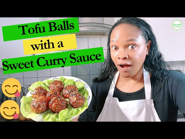 Delicious Homemade Tofu Balls with a sweet Curry Sauce