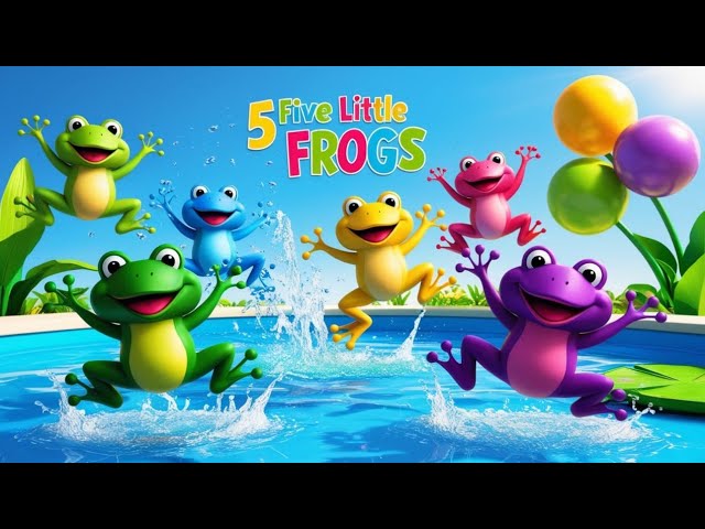 "Five Little Frogs Jumping: 🎶 Fun Nursery Rhyme for Kids! 🐸 | Sing Along & Learn!"