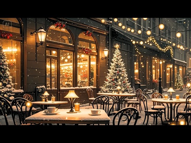 Winter Jazz Music ⛄ Cozy Coffee Shop Ambience with Jazz Relaxing Music & Snowfall for Studying, Work