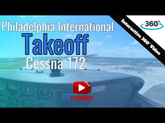 Cessna 172 Philadelphia Intl Taxi & Takeoff With ATC | GoPro Max 360° Video