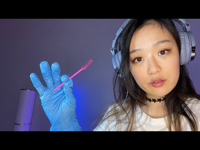 Deep ASMR Ear Cupping with Latex Gloves and Spoolie Brush (no talking) | VR180 8k 60FPS