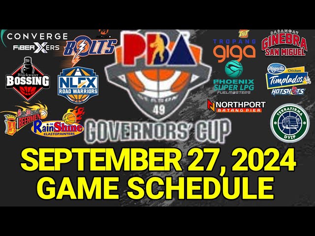 PBA Game Schedule Today | September 27, 2024 | PBA Quarterfinals Schedule Update