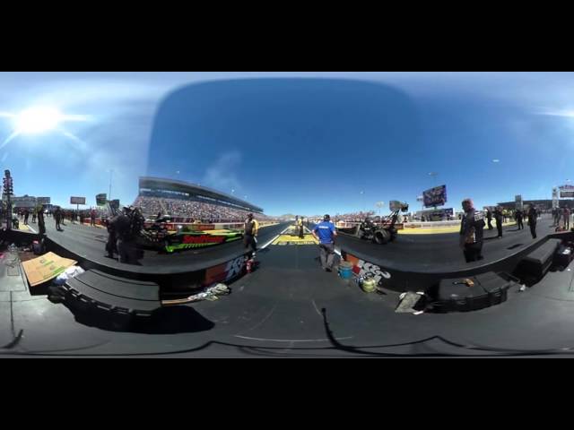 360-Degree look at an NHRA Top Fuel Dragster launch at 300+mph