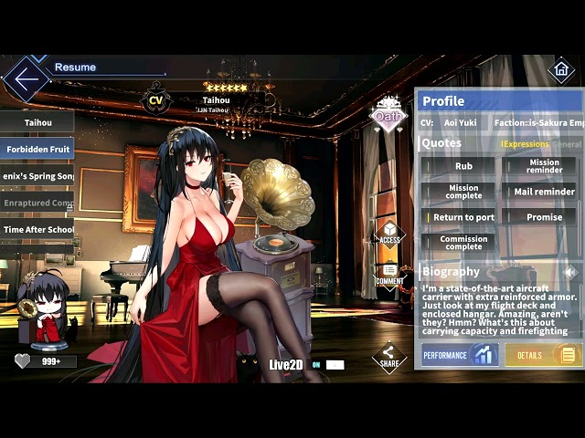 Azur Lane: IJN Taihou L2D Skin Talk & Move (Forbidden Fruit)