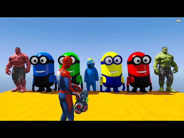 GTA 5 Epic Ragdolls RED SPIDERMAN VS RED MINION VS GREEN MINIONEuphoria Physics & Funny Fails 02