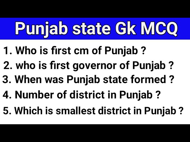 Punjab state important GK | Punjab state Gk MCQ important question