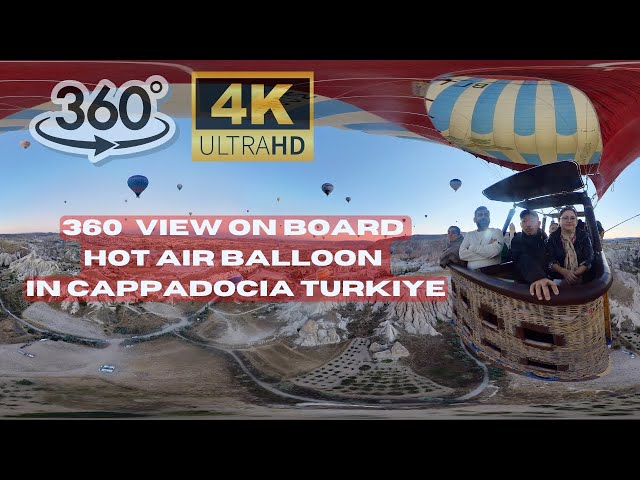 360° view sunrise aboard hot air balloon in Cappadocia Turkiye. Setting to HD to enjoy best view