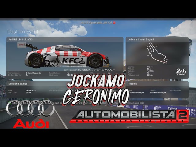 2013 Audi R8 LMS Ultra at Le Mans Circuit Bugatti | Automobilista 2 | Clip 01 of 03 | #4K