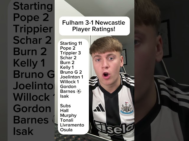 Fulham 3-1 Newcastle Player Ratings #NUFC #NEWCASTLE #NEWCASTLEUNITED #FULHAM #FULHAMFC