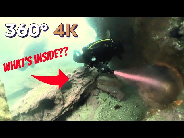 360° Cave Diving: Divers Explore Underwater Cave in crispy 4K