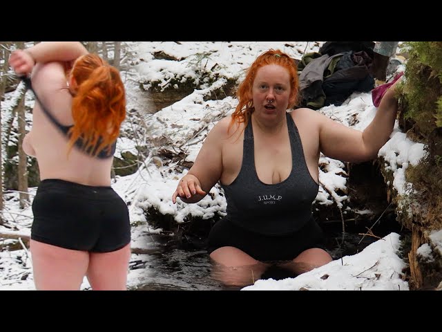 Life Beyond Civilization❄️ Beautiful Woman Ice Bathing in a Snowy Forest 🌲