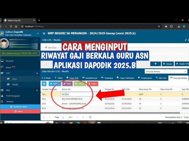 CARA INPUT RIWAYAT GAJI BERKALA DI APLIKASI DAPODIK 2025.B