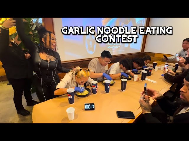 GARLIC NOODLE EATING CONTEST at The Crab Bay in San Jose, CA!! #RainaisCrazy ft. @LovelyMimi