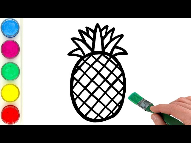 Pineapple Drawing, Painting and Coloring for Kids & Toddlers | Learn to Draw Fruits Together