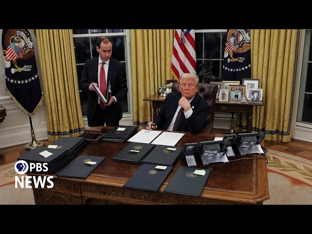 WATCH: Trump signs more executive orders on his first night back in the Oval Office