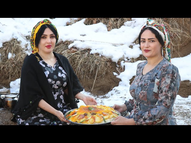 Iranian Polu (سماق پلو) With meat and Vegetables, Rural Life in Iran