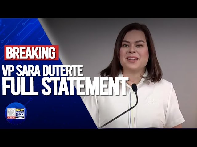 FULL STATEMENT of Vice President Sara Z.  Duterte