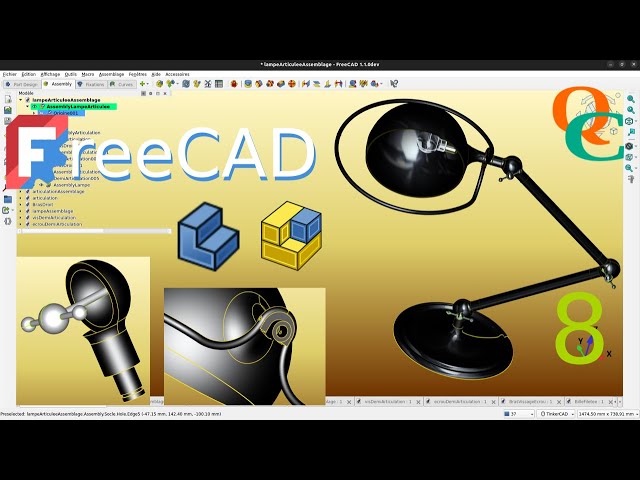 Comment créer cette lampe articulée avec les ateliers PartDesign, Assembly de FreeCAD 1.1.0dev ? 8