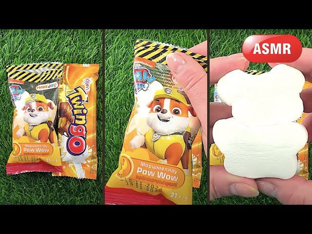 ASMR Most Popular Candys Marshmallow "Paw Wow" /some lots of colorful lollipop candy / unpacking