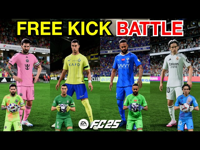 Messi vs Ronaldo vs Neymar vs Modrić Free Kick Battle! These players will also be GK | FC 25