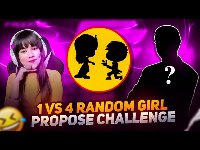 Hard Challenge😨 On Live 1vs4 😳If He Loss Than Propose❤ A Random Girl😂 #nonstopgaming #freefire